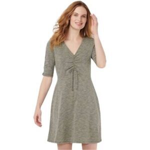 Lauren Conrad | Women Cotton Blend Dress XXL Gingham Print Fit & Flare Sleeve